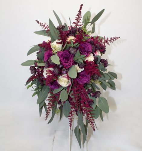 ROSE AND ASTILBE CASCADING BRIDAL BOUQUET