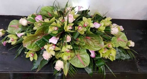 EXOTIC ORCHID AND ANTHURIUM CASKET SPRAY
