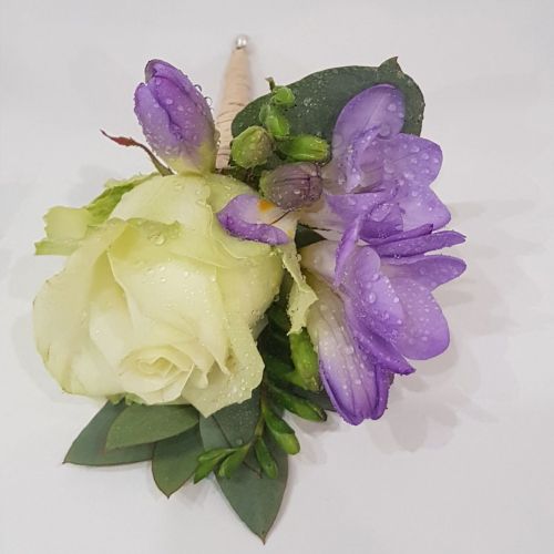 ROSE AND FREESIA BUTTONHOLE