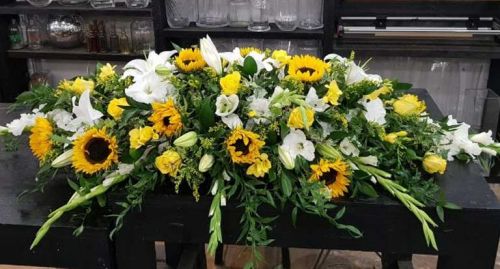 SUNFLOWER CASKET SPRAY