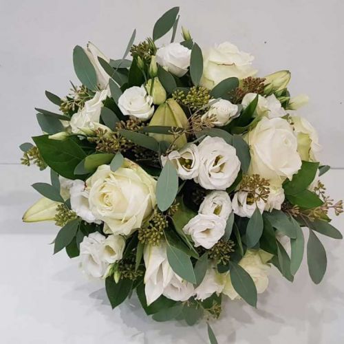 WHITE ROSE AND LILY BRIDAL BOUQUET